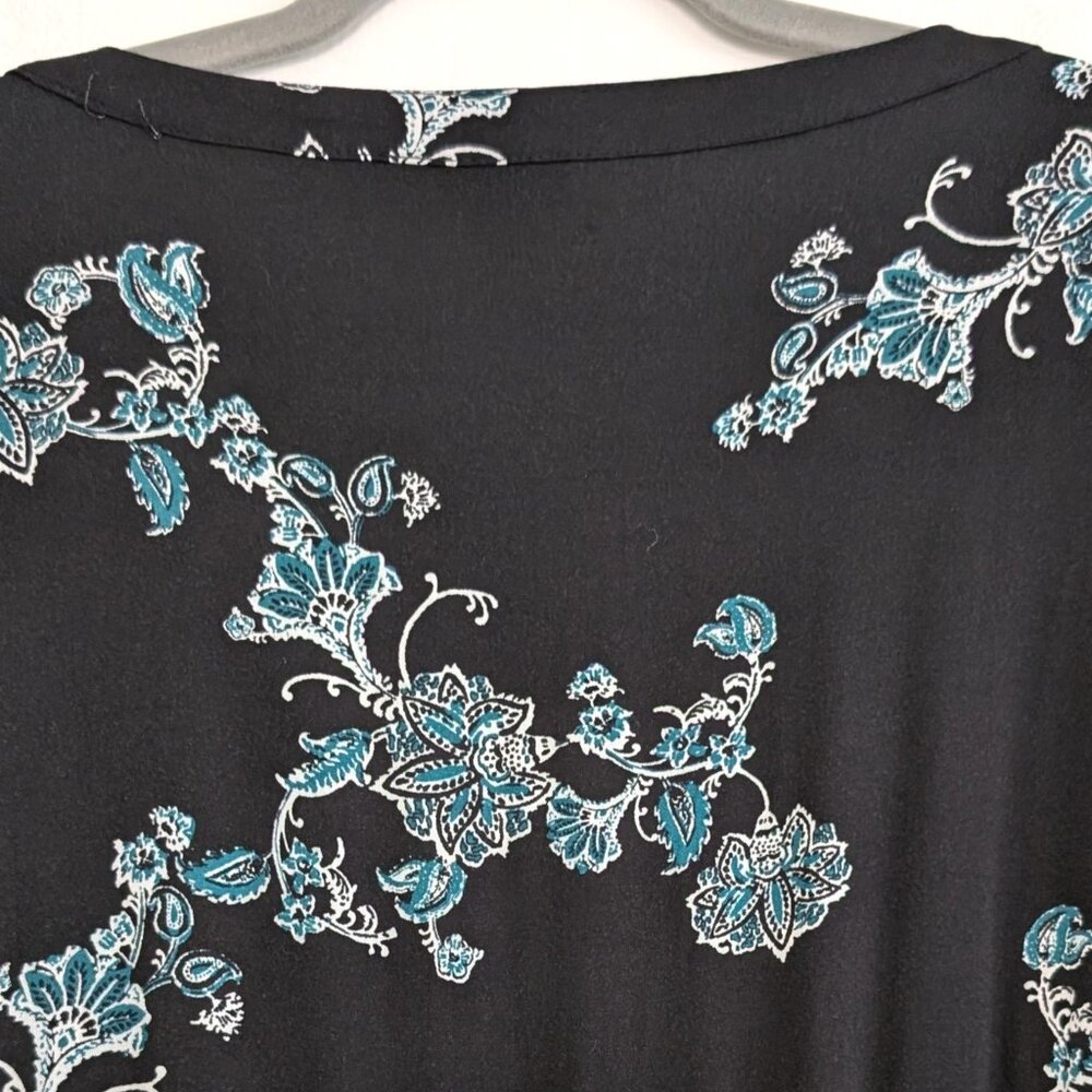TORRID Dress 2 Black Floral Maxi High Low Hem V Neck 3/4 Sleeve Button Front - Picture 10 of 16